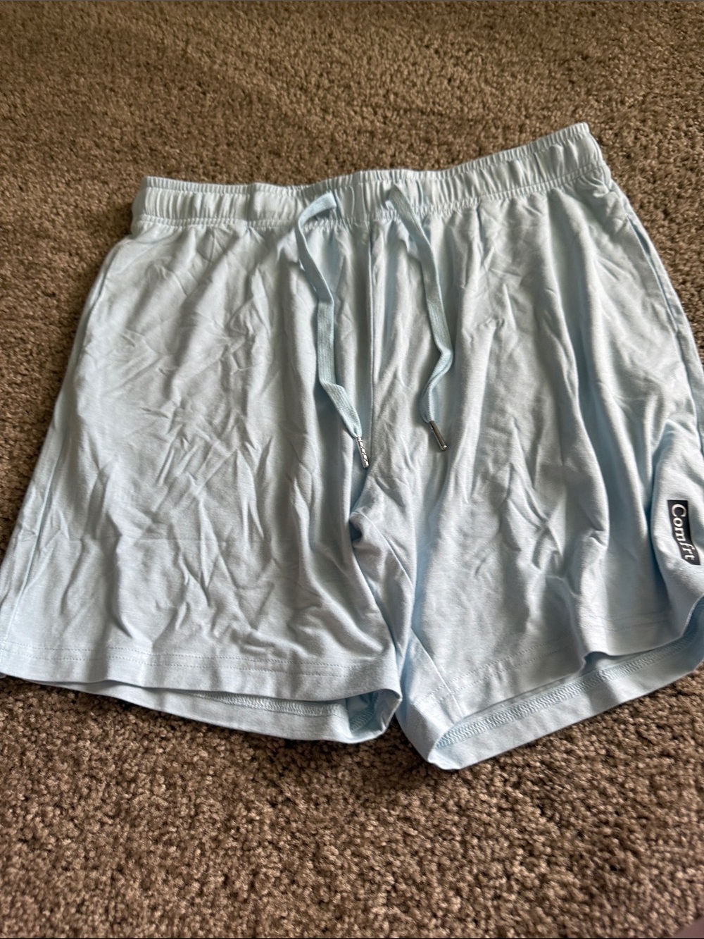 ComfortPale Blue Athletic Shorts with Drawstring Waist